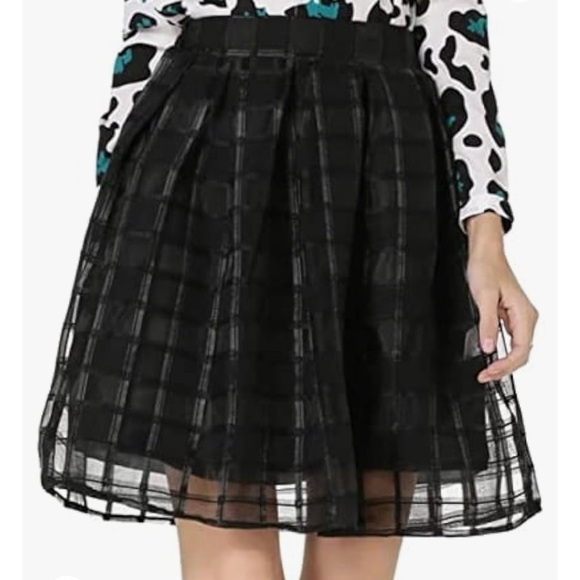 Face N Face Dresses & Skirts - Face N Face Black Shear Plaid Festive MIDI Skirt Large